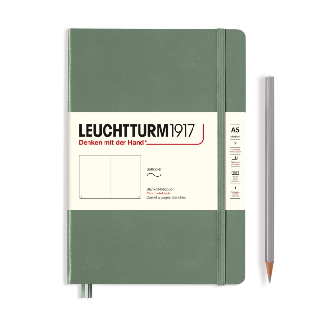 Блокнот Leuchtturm1917 Smooth Colours A5 (14.5x21см.) 80г/м2 - 123 стр. нелинованная, мягкый обложка, цвет: Оливковый