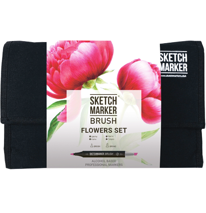 Набор маркеров Sketchmarker Brush / Скетчмаркер Браш "Flowers - Цветы" 24 цвета в сумке купить в магазине маркеров для рисования ArtCraft.Space с доставкой по РФ и СНГ