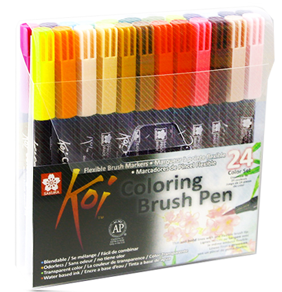 Набор акварельных маркеров с кистью Sakura Koi Coloring Brush Pen 24 цвета в кейсе купить в магазине маркеров для рисования ArtCraft.Space с доставкой по РФ и СНГ