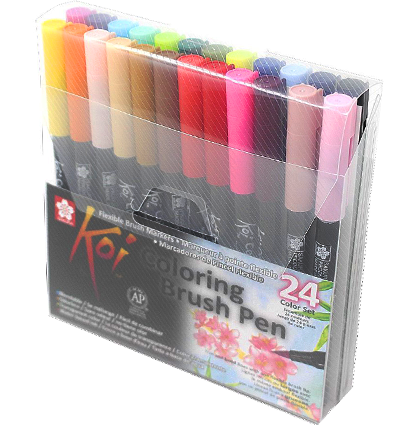 Набор акварельных маркеров с кистью Sakura Koi Coloring Brush Pen 24 цвета в кейсе купить в магазине маркеров для рисования ArtCraft.Space с доставкой по РФ и СНГ