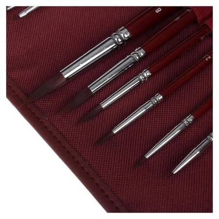 Набор кистей Frida в пенале-скрутке, бордо, 12 шт.