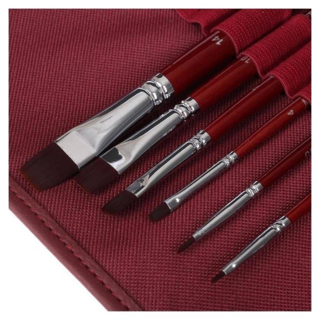 Набор кистей Frida в пенале-скрутке, бордо, 12 шт.