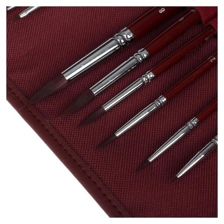 Набор кистей Frida в пенале-скрутке, бордо, 12 шт.