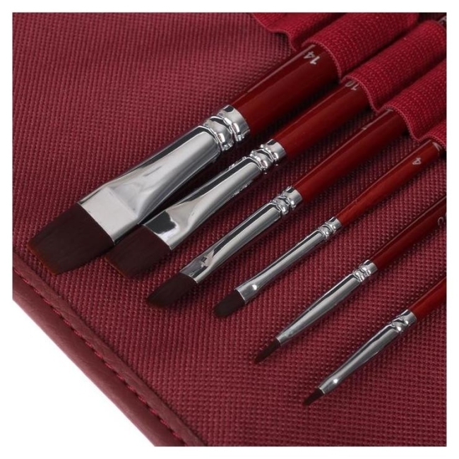 Набор кистей Frida в пенале-скрутке, бордо, 12 шт.