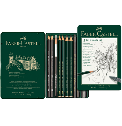 Набор чернографитных карандашей Faber-Castell Graphite 11 предметов в пенале купить в магазине ArtCraft.Space с доставкой Набор чернографитных карандашей Faber-Castell Graphite 11 предметов в пенале купить в магазине ArtCraft.Space с доставкой