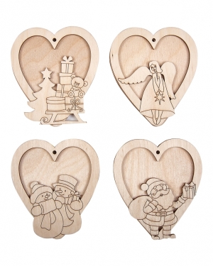 Набор заготовок для декорирования Сердечки с накладками 8х9см,