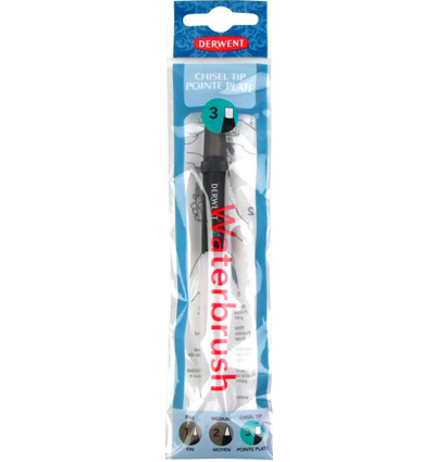 Кисть с резервуаром для воды Derwent Waterbrush Chisel Tip №3 плоская купить в магазине товаров для рисования ArtCraft.Space с доставкой по РФ и СНГ