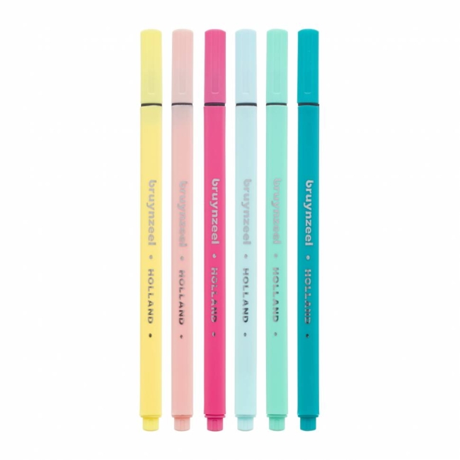 Набор капиллярных цветных линеров Bruynzeel Fineliners 6 штук светлые купить в художественном магазине ArtCraft.Space с доставкой по всему миру