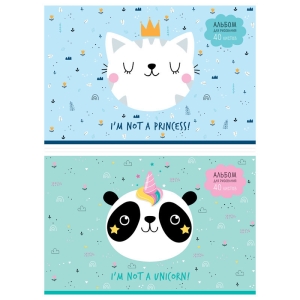 Альбом для рисования 40л., А4, на скрепке ArtSpace "Рисунки. I am", эконом