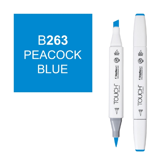 Маркер двухсторонний спиртовой  TOUCH TWIN BRUSH B263 Синий переливчатый