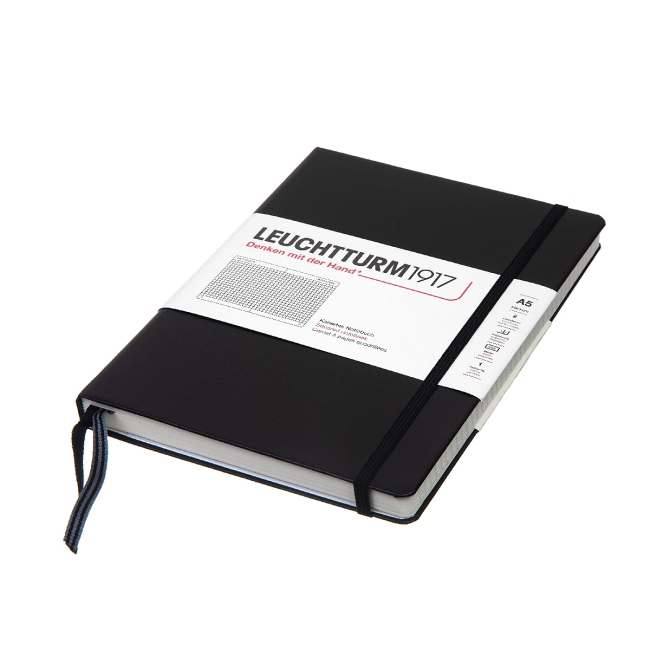 Блокнот Leuchtturm1917 Classic A5 (14.5x21см.) 80г/м2 - 251 стр. в клетку, твердая обложка, цвет: Черный