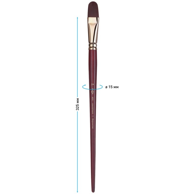 Кисть художественная синтетика бордовая Гамма "Вернисаж", плоскоовальная №8, длинная ручка
