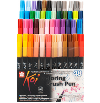Набор акварельных маркеров с кистью Sakura Koi Coloring Brush Pen 48 цветов в кейсе купить в магазине маркеров для рисования ArtCraft.Space с доставкой по РФ и СНГ