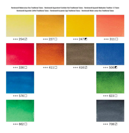 Набор акварельных красок Rembrandt Профессионал 12 цветов в тубах 5 мл с кистями в деревянном коробе купить в художественном магазине ArtCraft.Space