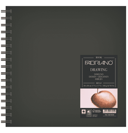 Скетчбук Fabriano Drawingbook квадратный на спирали 30х30см / 60 листов / 160 гм купить для рисования в художественном магазине ArtCraft.Space с доставкой по РФ и СНГ