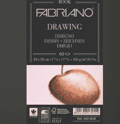 Скетчбук Fabriano Drawingbook квадратный на спирали 30х30см / 60 листов / 160 гм купить для рисования в художественном магазине ArtCraft.Space с доставкой по РФ и СНГ