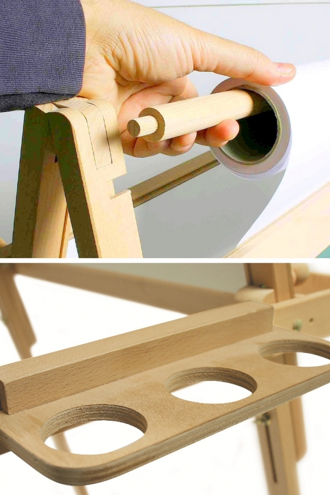 Мольберт-хлопушка с полкой и держателем д/рулонов