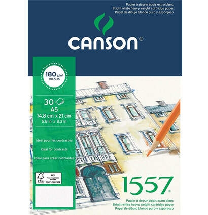 Альбом для графики 1557 180г/м.кв 14.8*21см 30л Малое зерно склейка по короткой стороне