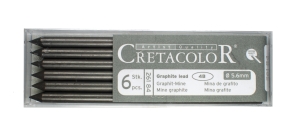 Чернографитовый стержень, диаметр 5-6 мм, длина 120 мм, упаковка-пластиковый футляр, твердость- 4B