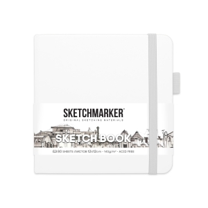 Блокнот для зарисовок Sketchmarker 140г/кв.м 12*12см 80л твердая обложка Белый
