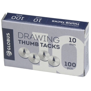 Кнопки канцелярские Globus, 10мм, 100шт., карт. упаковка