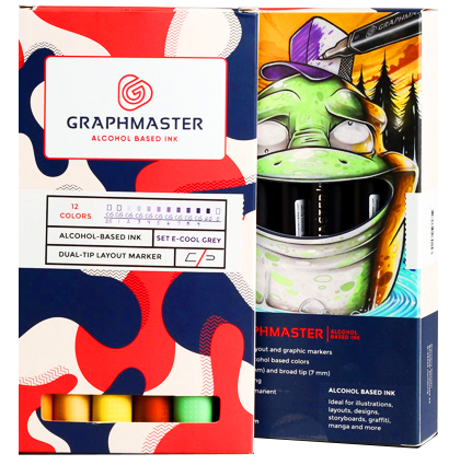 Набор спиртовых маркеров Graphmaster Box Set 12 Cool Grey в кейсе (холодные серые) купить в фирменном магазине ArtCraft.Space с доставкой по РФ и СНГ