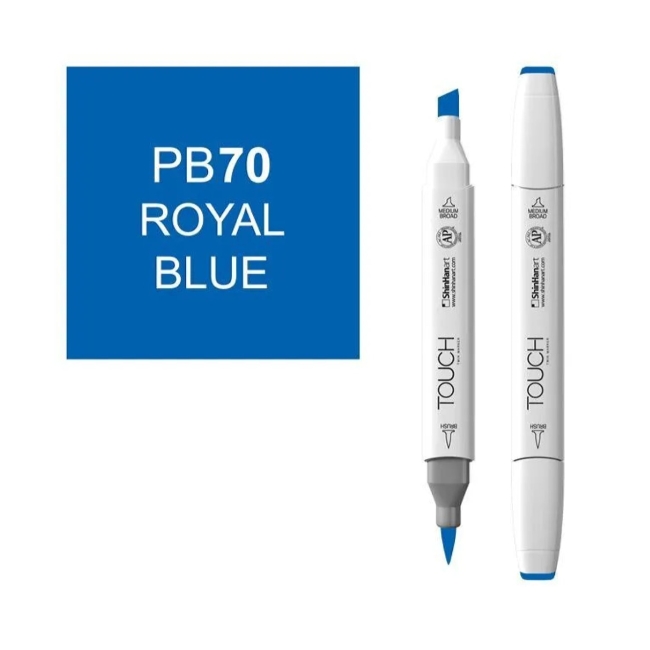 Маркер двухсторонний спиртовой  TOUCH TWIN BRUSH PB70 Синий королевский
