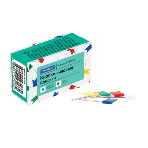 Кнопки силовые/флажки OfficeSpace, 50шт., ассорти, карт. упаковка Кнопки силовые/флажки OfficeSpace, 50шт., ассорти, карт. упаковка