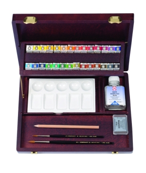 Набор акварельных красок Rembrandt Профессиональный 28цв кюветы дерев.короб кисти палитра, Набор акварельных красок Rembrandt Профессиональный 28цв кюветы дерев.короб кисти палитра,