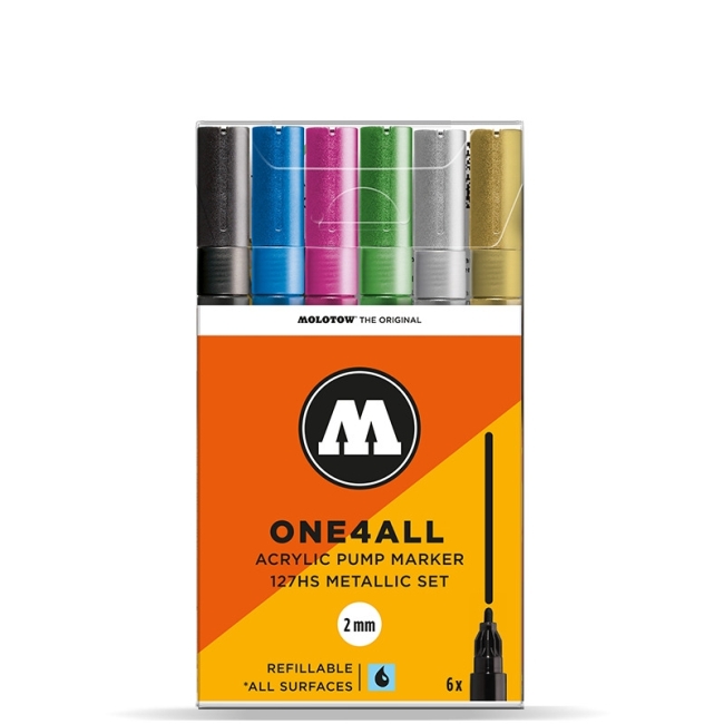 Molotow Набор маркеров ONE4ALL 127HS Metallik-Set 6 шт 200197 2 мм