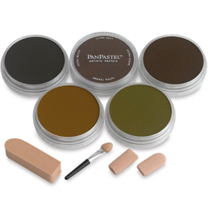 Набор ультрамягк. пастели PanPastel, 5цв., 4 насадки для мастихина Starter/Цвета Земли