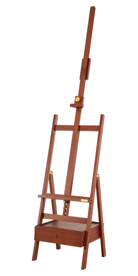 Мольберт напольный студийный с ящиком Гамма "Старый мастер", 49*49*225см, красный лакированный бук Мольберт напольный студийный с ящиком Гамма "Старый мастер", 49*49*225см, красный лакированный бук