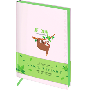 Ежедневник недатир. B6, 136л., кожзам, Greenwich Line "Vision. Just enjoy", тон.блок, цв.срез