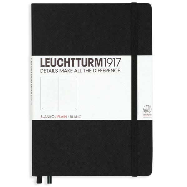 Блокнот Leuchtturm1917 Classic A5 (14.5x21см.) 80г/м2 - 251 стр. нелинованный, твердая обложка, цвет: Черный