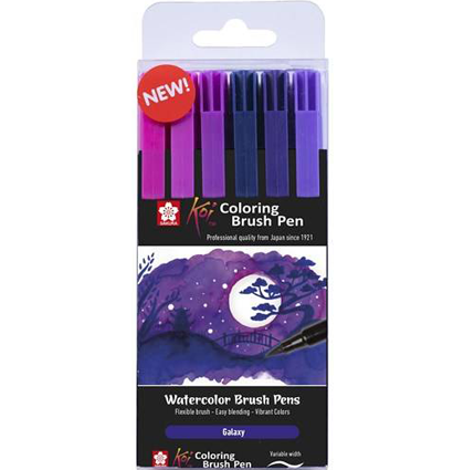 Набор акварельных маркеров с кистью Sakura Koi Coloring Brush Pen Космос 6 цветов купить в магазине ArtCraft.Space