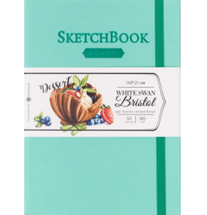 Скетчбук Малевичъ для графики и маркеров Bristol Touch, мятный, 180 г/м, А5 см, 50л