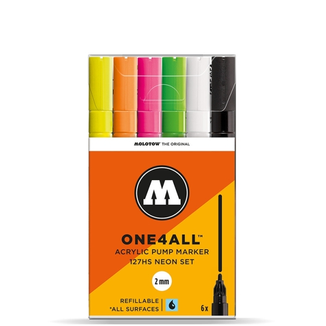 Molotow Набор маркеров ONE4ALL 127HS Neon-Set 6 шт 200173 2 мм