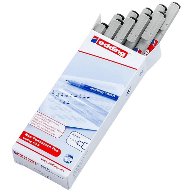 Маркер для глянцевых поверхностей Edding "E-150/1S" черный, 0,3мм, стираемый Маркер для глянцевых поверхностей Edding "E-150/1S" черный, 0,3мм, стираемый