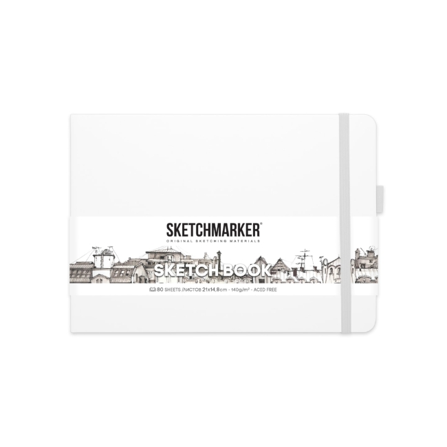 Блокнот для зарисовок Sketchmarker 140г/кв.м 21*14.8см 80л твердая обложка Белый пейзаж