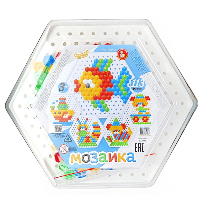 Мозаика Десятое королевство, шестигранная "Рыбка" 113 эл, 19,5*22,5см, пласт. коробка