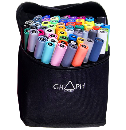 Набор спиртовых маркеров Graphmaster Bag Set 63 Basic в фирменном пенале купить в магазине товаров для рисования ArtCraft.Space с доставкой по РФ и СНГ