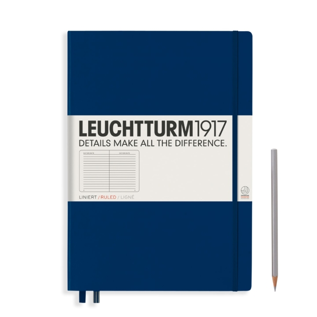 Блокнот Leuchtturm1917 Master A4+ (22.5x31.5см.), 100г/м2 - 235 стр. в линейку, твердая обложка, цвет: Синий Неви