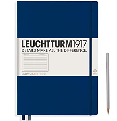 Блокнот Leuchtturm1917 Master A4+ (22.5x31.5см.), 100г/м2 - 235 стр. в линейку, твердая обложка, цвет: Синий Неви