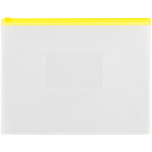 Папка-конверт на zip-молнии OfficeSpace А4, полипропилен, 150мкм, прозрачная, карман, молния желтая