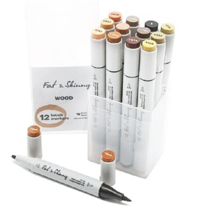 Набор brush-маркеров Fat&Skinny Wood 12 шт