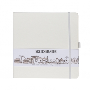 Блокнот для зарисовок Sketchmarker 140г/кв.м 20*20cм 80л твердая обложка Белый