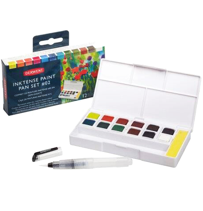Набор акварельных блоков Derwent Inktense №2 12 цветов в кейсе купить в художественном магазине ArtCraft.Space