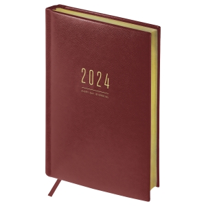 Ежедневник датированный 2024г., А5, 176л., кожзам, OfficeSpace "Dallas", коричневый