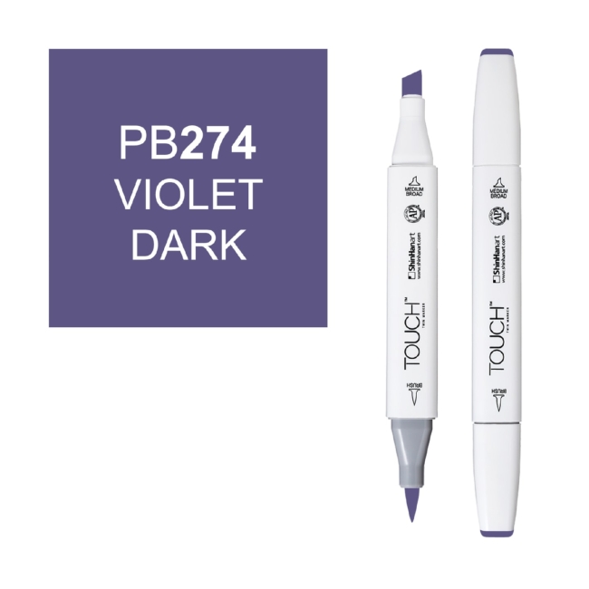 Маркер двухсторонний спиртовой  TOUCH TWIN BRUSH PB274 Фиолетовый темный