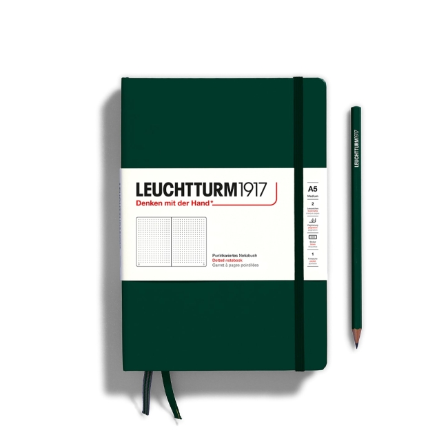 Блокнот Leuchtturm1917 Natural Colors A5 (14.5x21см) 125л в точку твердая обложка, цвет:  Зеленый лес